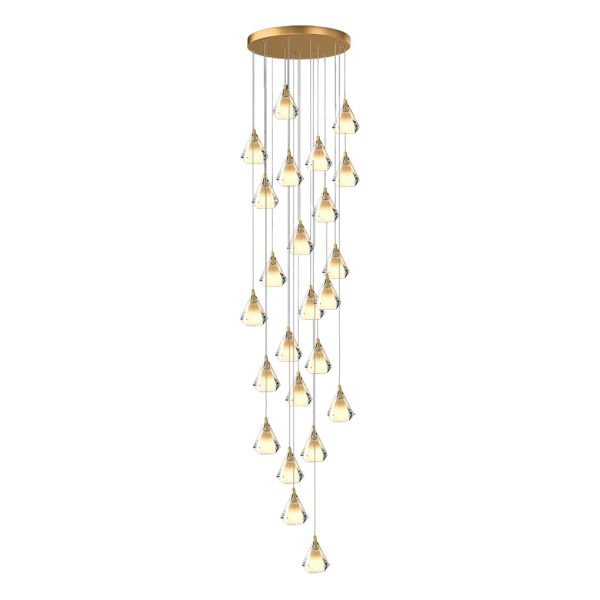 Creative Crystal Shade Three Step Dimming Nordic Staircase Chandelier - Image 9