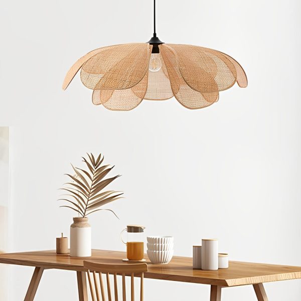 Creative Rattan Flower Petals Three Step Dimming Japanese Style Chandelier - Image 2
