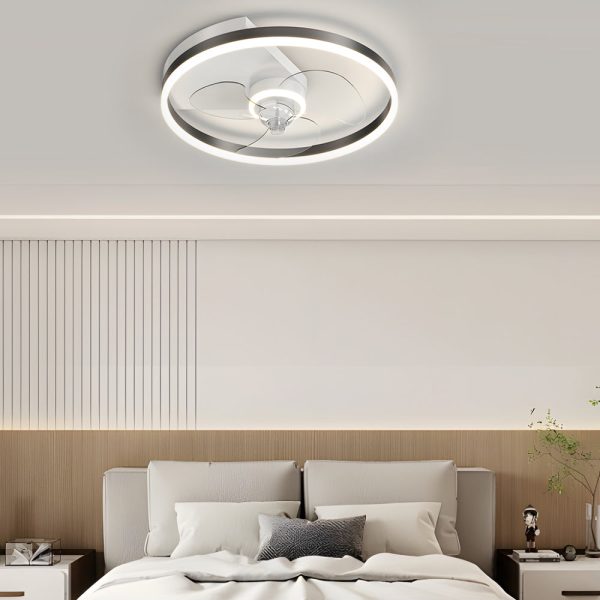 Simple Round Silent LED Three Step Dimming Modern Flush Mount Ceiling Fans - Image 3