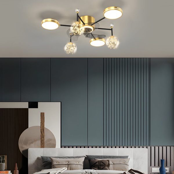 Simple Luxury Stars Ball Three Step Dimming Modern Ceiling Fan and Light - Image 3