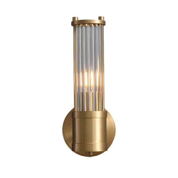 1/2-light Modern Chrome/Gold Wall Sconce with Cylinder Clear Glass Shade - Image 8