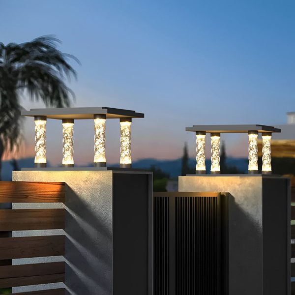 Bubbles Lamppost Square Waterproof LED Modern Solar Post Caps Lights - Image 2