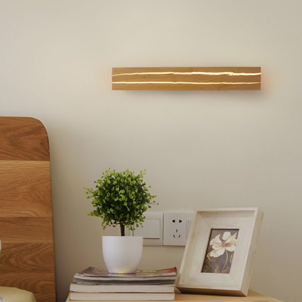 Adjustable Rectangular Wood Three Step Dimming LED Modern Wall Lamp - Image 2