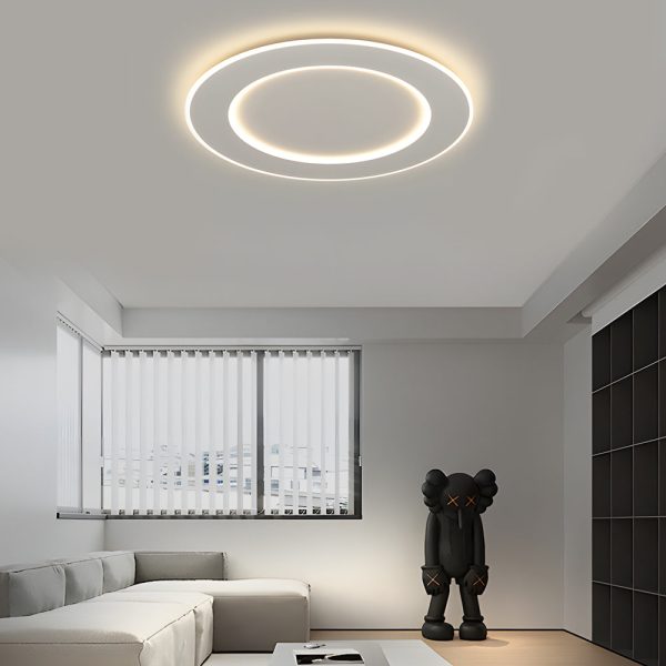 White Dimmable LED Circle Flush Ceiling Light - Image 2