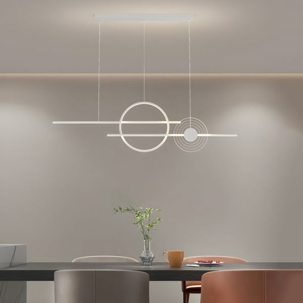 39.4'' Dimmable Ring Linear LED Island Chandeliers for Dining Room, Black/White - Image 2