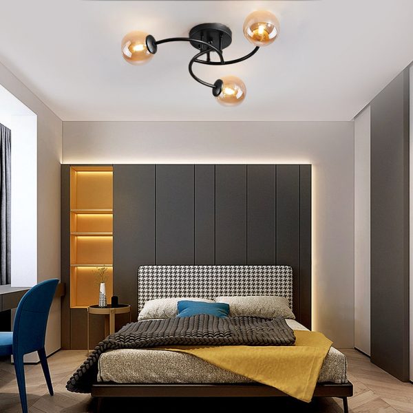 5-light Glass Globe Design Swirled Metal LED Modern Ceiling Lights - Image 6