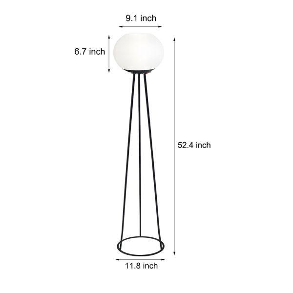 52 inch Globe LED Outdoor Tripod Standing Floor Lamp - Image 4