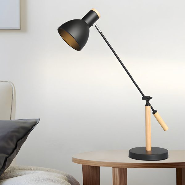 Adjustable Rotatable Wood and Metal Reading Desk Lamp for Modern Spaces - Image 4