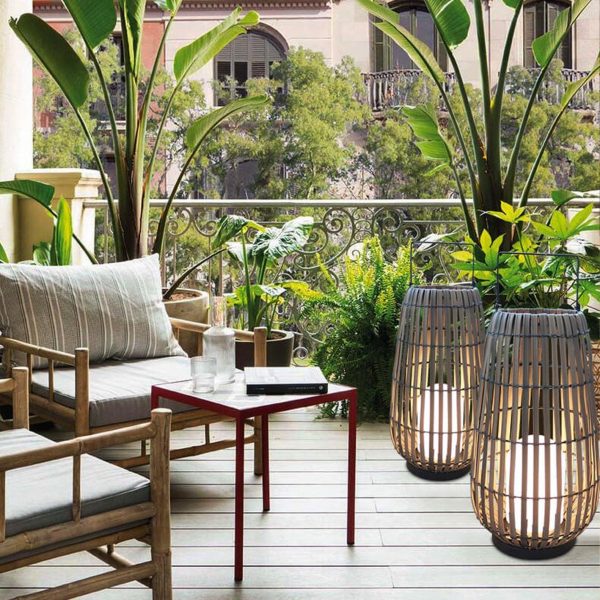 Modern Rattan Weaving Oval Cage Outdoor Patio Waterproof Floor Lamp - Image 14