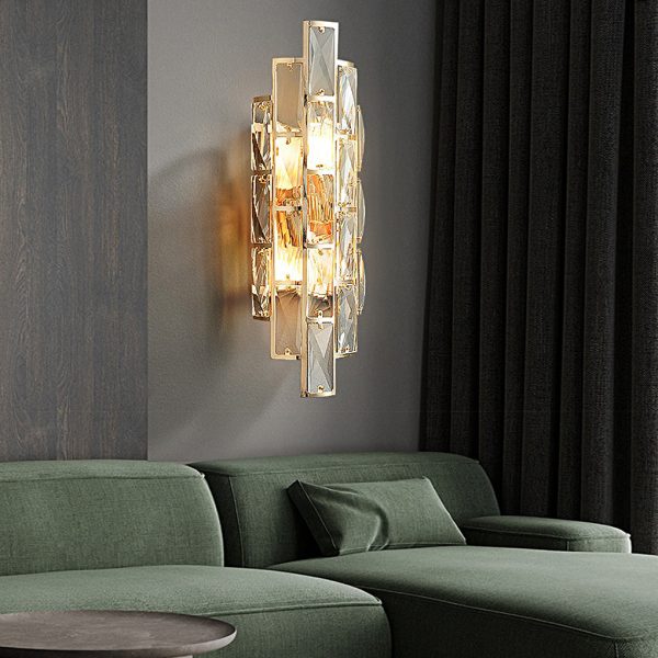 Round Rectangular Luxury Crystal Three Step Dimming Modern Wall Lamp - Image 3