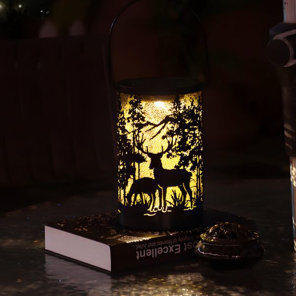 Iron Hollow Deer Silhouette Waterproof LED Modern Hanging Solar Lanterns - Image 3