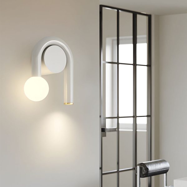 2-Light Arched Iron U-shaped Line Wall Sconce LED Matte Black Bathroom Vanity Lights - Image 3
