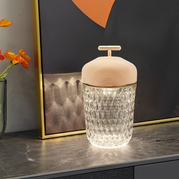 Pretty Cup-Shape Crystal Table Lamp Glass Ambient Lighting - Image 3