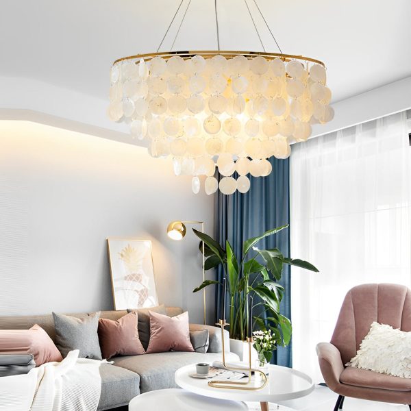Round Shells Pieces Electroplated Iron LED Nordic Chandelier Pendant Lights - Image 2