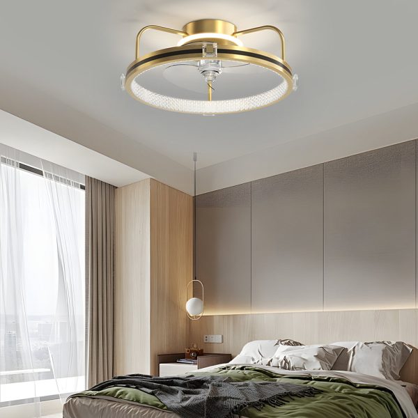 Round Mute Three Step Dimming LED Silent Modern Flush Mount Ceiling Fan - Image 3