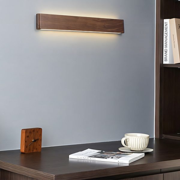 Linear Walnut Wood LED Wall Sconce - Image 2