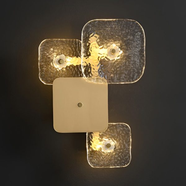 Creative Rounded Square Glass Copper LED Modern Wall Sconce Lighting - Image 6