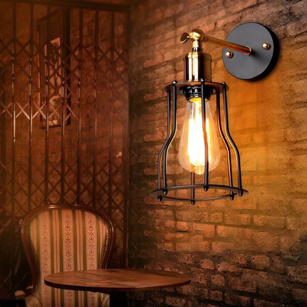 Adjustable Retro Iron E27 Waterproof Industrial Plug in Wall Sconce Lighting - Image 2