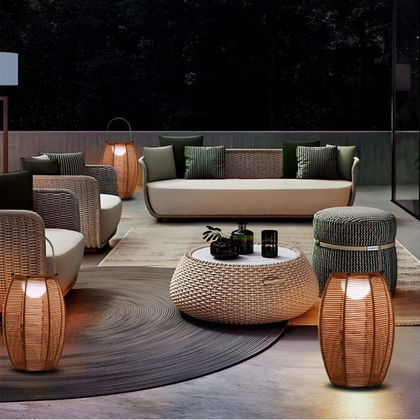 Rattan Lantern Shaped LED Waterproof Portable Modern Outdoor Floor Lamp - Image 9