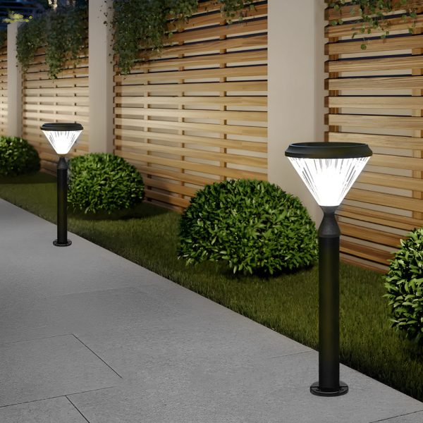 Black Solar LED Bollard Path Light for Garden - Image 4