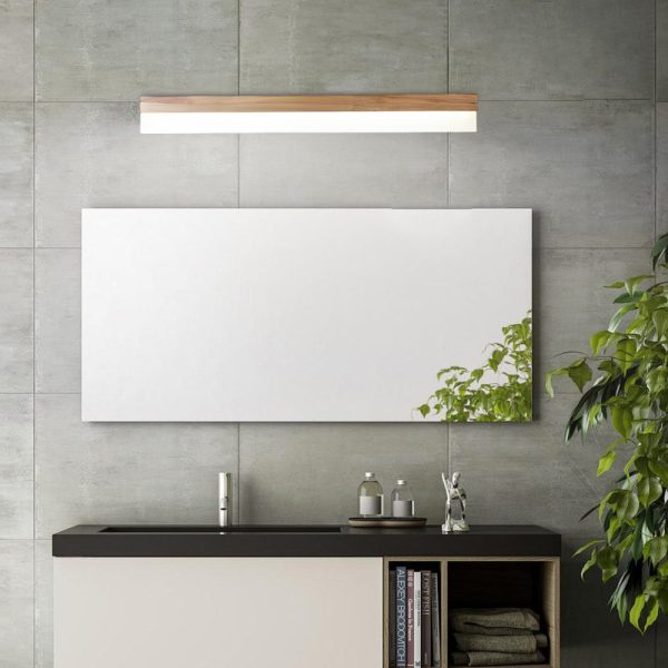 Natural Wooden LED Bathroom Vanity Light with Plastic Shade Mirror Lighting Fixture - Image 3