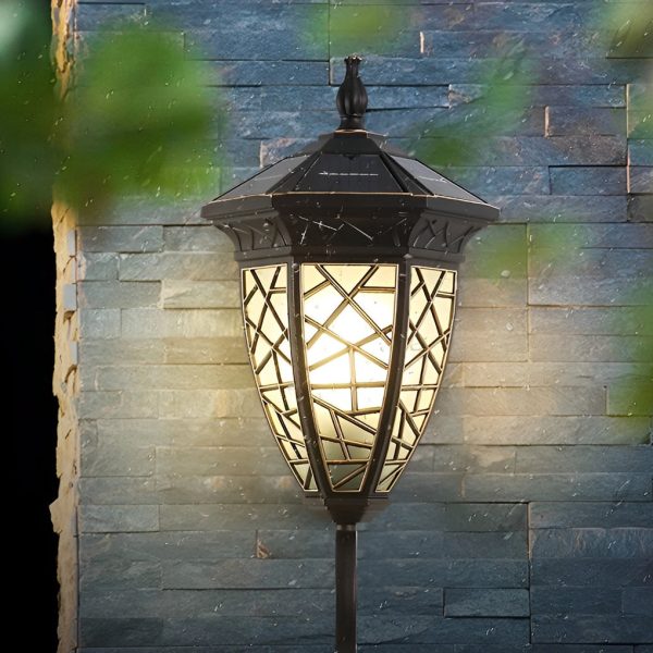 Retro Pattern Waterproof Black American Style Solar Powered Wall Lamp - Image 7