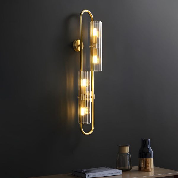 Modern Luxury 4-Light Oval Brass Wall Lamp with Clear Glass Shade - Image 3