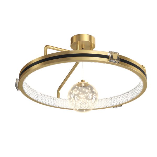 Round Rings Crystal Glass Ball Decor 3 Step Dimming Modern Ceiling Lights - Image 9