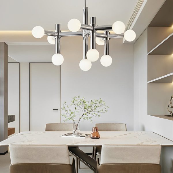 10 Lights Glass Ball Creative Sputnik Chrome Color Modern Chandelier - Image 4