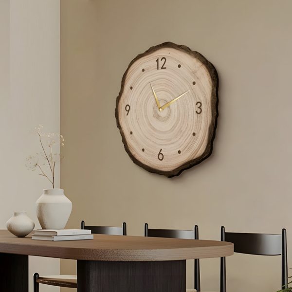 Rustic Round Wood Slice Clock with Remote Control and LED Lights - US Plug - Image 2