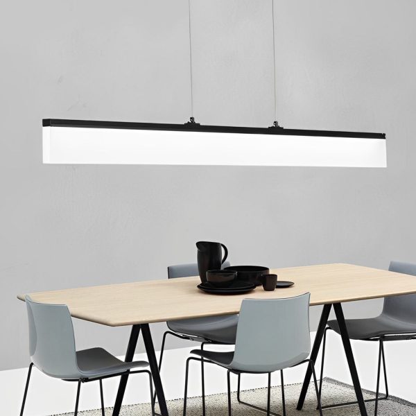 Minimalist Linear Strip Stepless Dimming LED Black Modern Chandelier - Image 4