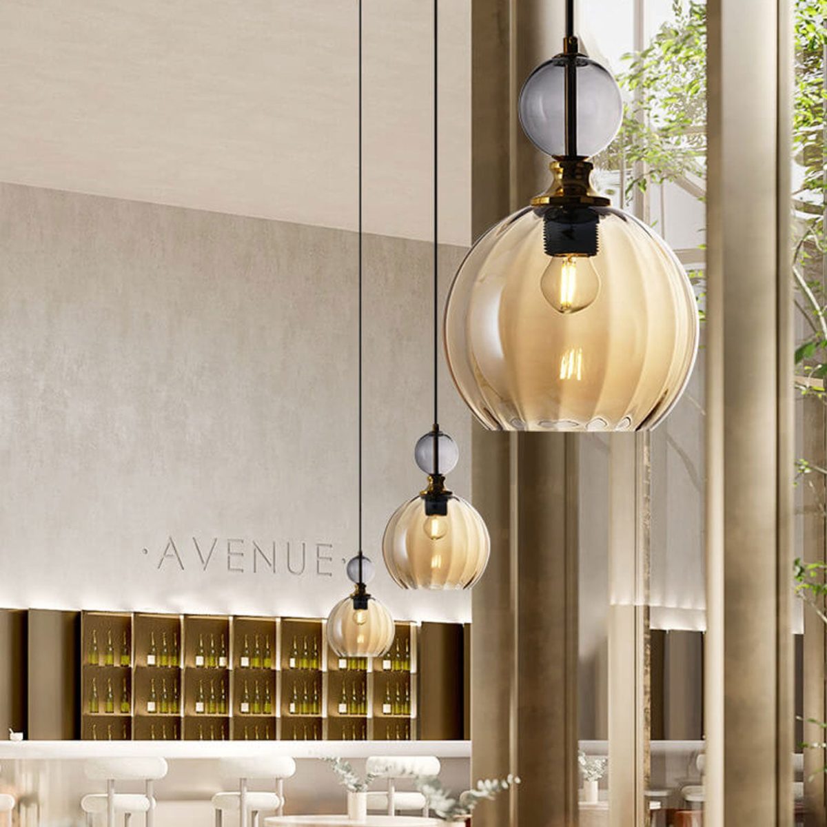 Danish Creative Stripes Glass Round 1/3 Light Chandelier - Image 18