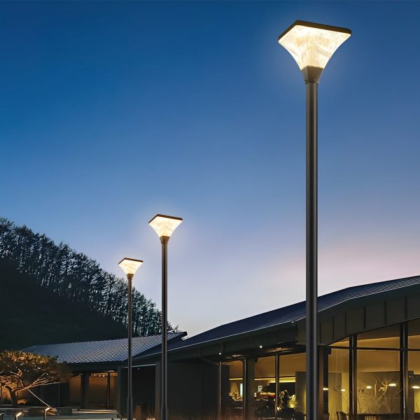 Stripes Waterproof Square Intelligent Modern Solar Garden Lamp Post - Image 3