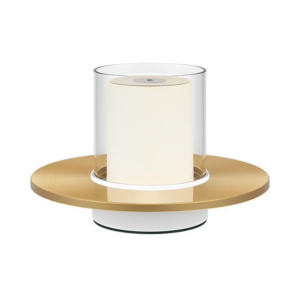 Modern Cordless Cylinder Candle Table Lamp with Dish Base - Image 9