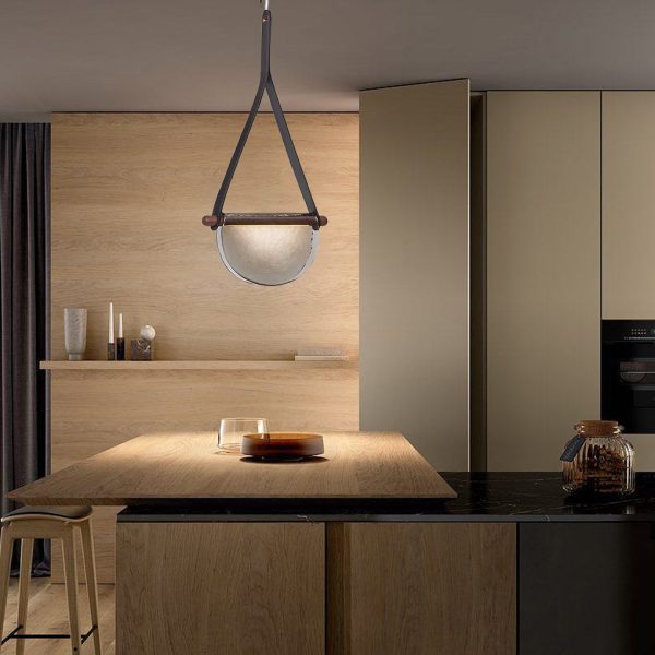 Creative Folded Semicircular Glass LED Post-Modern Belt Chandelier - Image 3