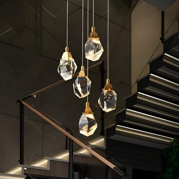 Spiral Crystal Electroplating Metal Modern Duplex Staircase Chandelier - Image 10