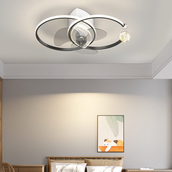 2 Rings Simple Luxury 3 Step Dimming Modern Bedroom Ceiling Fan and Light - Image 3