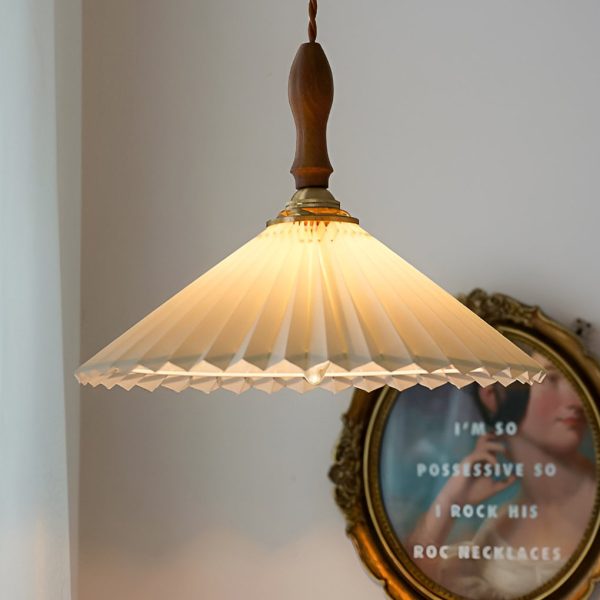 Classic Pleated Shaped LED White Nordic Pendant Lights Wall Lamp - Image 3