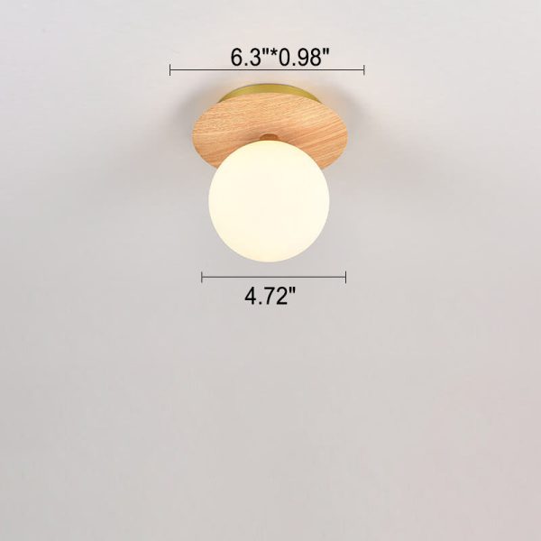 Japanese Minimalist Glass Iron Woodgrain 1-Light Semi-Flush Mount Ceiling Light - Image 22