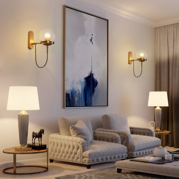 Antique Circular Metal Glass Ball LED Industrial Style Wall Sconce Lighting - Image 3
