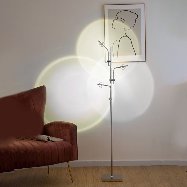 Industrial Multi-Angle Task Lighting Chrome Floor Lamp - Image 2