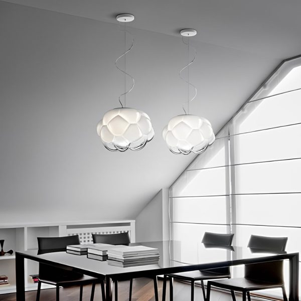 Creative Round Glass Clouds Shaped LED White Modern Chandelier Pendant Light - Image 4