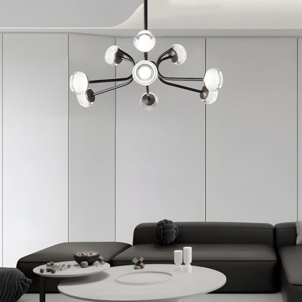 9/16-Light Black LED Sputnik Chandelier