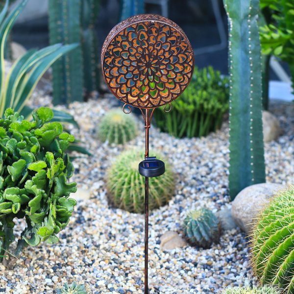 Bohemian Solar Hollow Drum Light LED Metal Outdoor Garden Lamp - Image 4