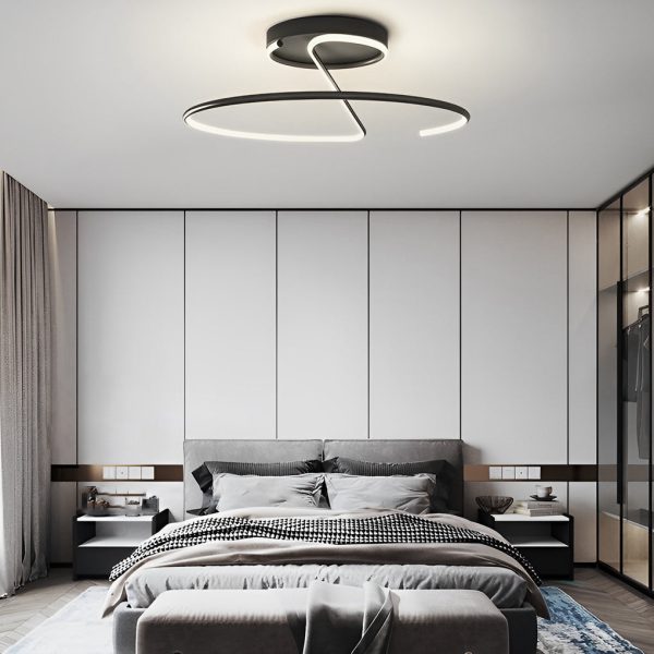 Semi Circle Streamlined Metal Dimmable LED Modern Ceiling Light Fixture - Image 3