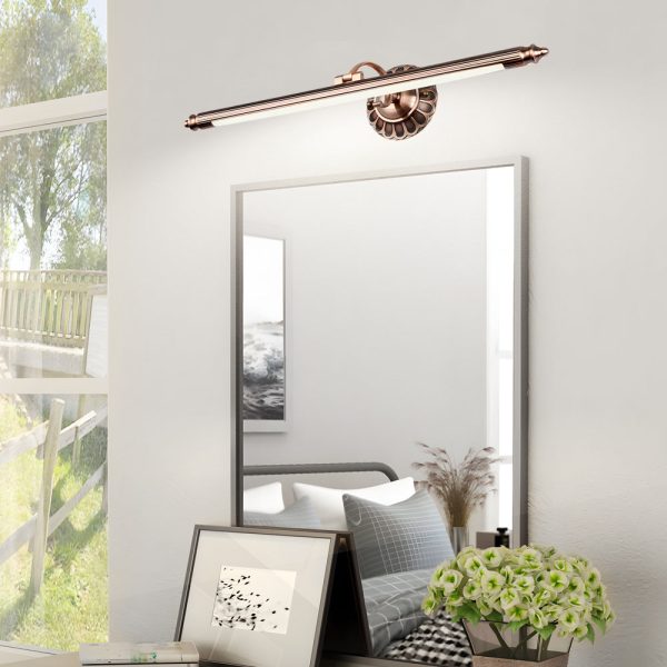 Retro Cylinder LED Bathroom Vanity Light with Flower Accents in Bronze Finish - Image 2