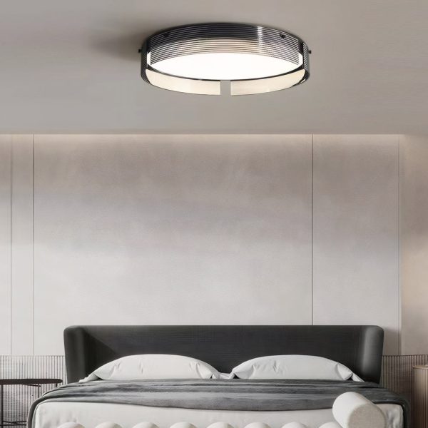 16.5/20.5-in Round Black Stripe Glass LED Flush Mount Light - Image 3