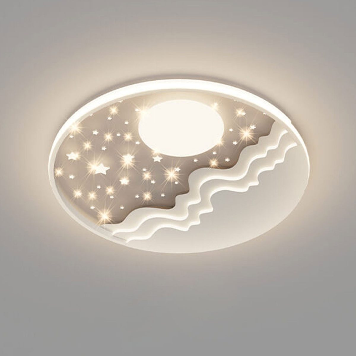 Nordic Creative Star Moon Round Aluminum LED Flush Mount Ceiling Light - Image 5
