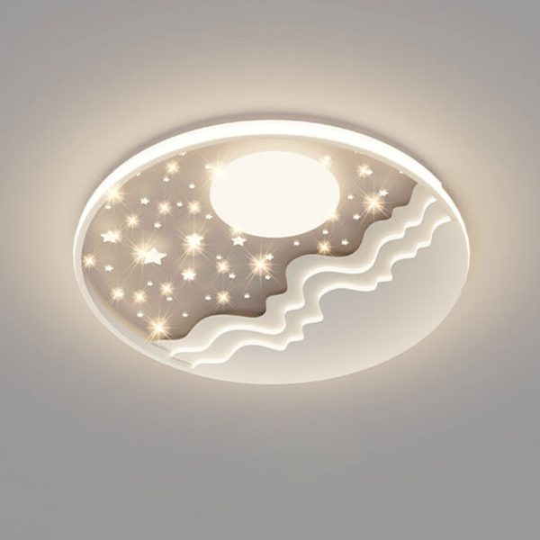 Nordic Creative Star Moon Round Aluminum LED Flush Mount Ceiling Light - Image 5