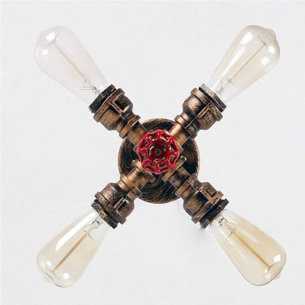 Industrial Retro Wrought Iron 4-Light Chandelier - Image 4